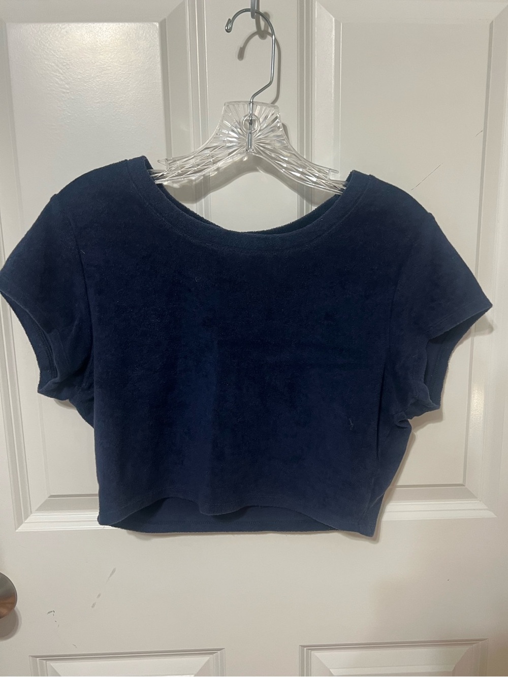 aerie Navy Short Sleeve Cropped Tee